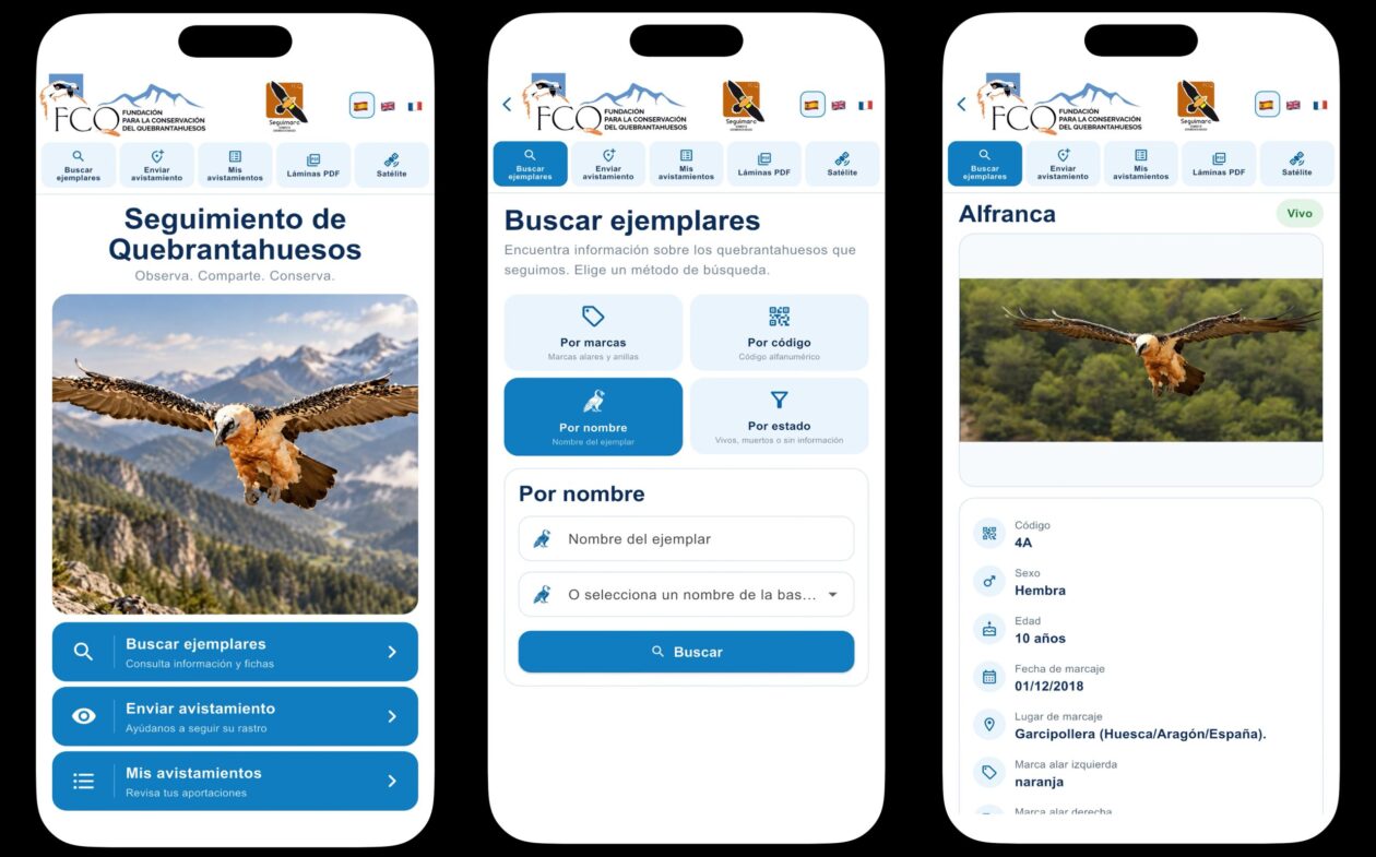 Aplicación para el seguimiento de quebrantahuesos en Picos de Europa